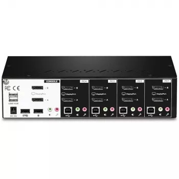 KVM jungiklis Trendnet TK-440DP 4 prievadų, dviejų monitorių, DisplayPort, juodas sidabrinis