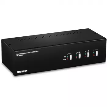 KVM jungiklis Trendnet TK-440DP 4 prievadų, dviejų monitorių, DisplayPort, juodas sidabrinis