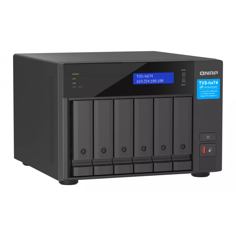 QNAP TVS-h674 bokštinis NAS Intel® Core™ i3-12100 16 GB DDR4 0 TB QuTS hero Juoda