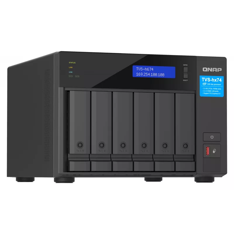 QNAP TVS-h674 bokštinis NAS Intel® Core™ i3-12100 16 GB DDR4 0 TB QuTS hero Juoda