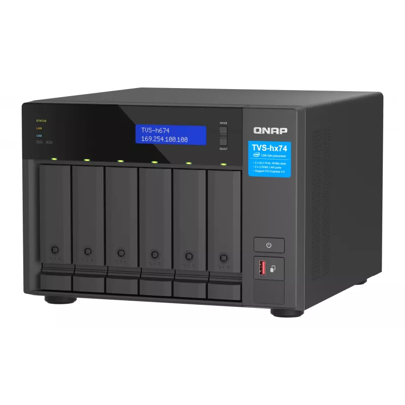 QNAP TVS-h674 bokštinis NAS Intel® Core™ i3-12100 16 GB DDR4 0 TB QuTS hero Juoda
