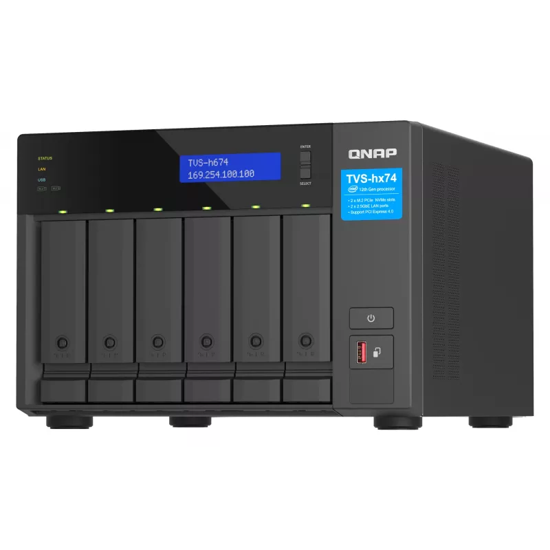 QNAP TVS-h674 bokštinis NAS Intel® Core™ i3-12100 16 GB DDR4 0 TB QuTS hero Juoda