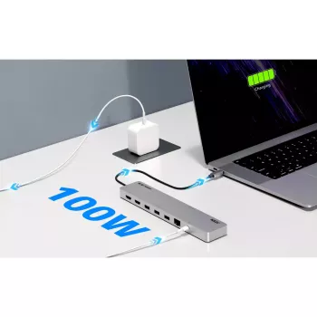 USB-C stotelė ATEN UH3240 sidabrinė, 3.5mm, HDMI, RJ-45, USB 3.2