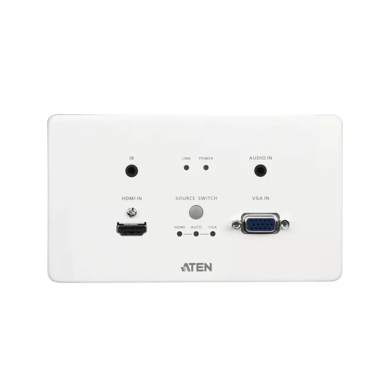 ATEN VE2812AEUT HDMI ir VGA HDBaseT siųstuvas su EU sieniniu lizdu / PoH (4K@100m)