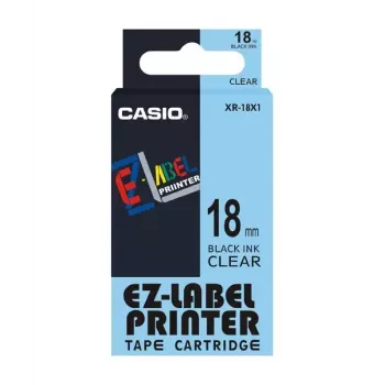 Juostelė etikečių spausdinimui Casio XR-18X1 juoda ant skaidrios