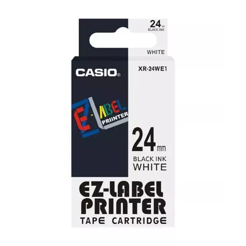 Juosta etikečių spausdinimui Casio XR-24WE1 Juoda ant baltos