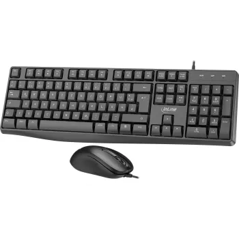 InLine Basic Desktop II, klaviatūros ir pelės rinkinys, USB laidas, standartinis DE išdėstymas