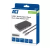 ACT USB-C 4K MST dokų stotelė 2 HDMI monitoriams, Ethernet, USB-C, 3x USB-A, PD įkrovimo perdavimas ir 1 m atjungiamas kabelis
