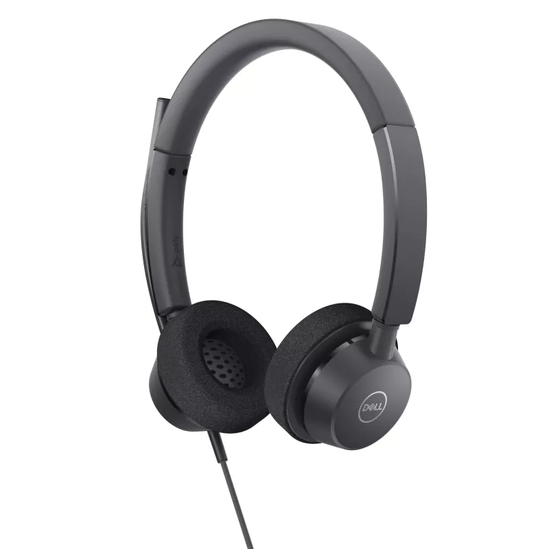 DELL Pro Stereo Headset WH3022, laidinis ausinių ir mikrofono rinkinys, skirtas biurui/skambučių centrui, 96 g, juoda