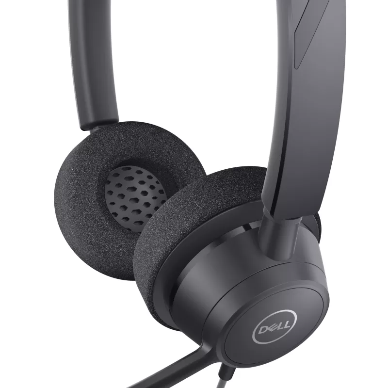 DELL Pro Stereo Headset WH3022, laidinis ausinių ir mikrofono rinkinys, skirtas biurui/skambučių centrui, 96 g, juoda