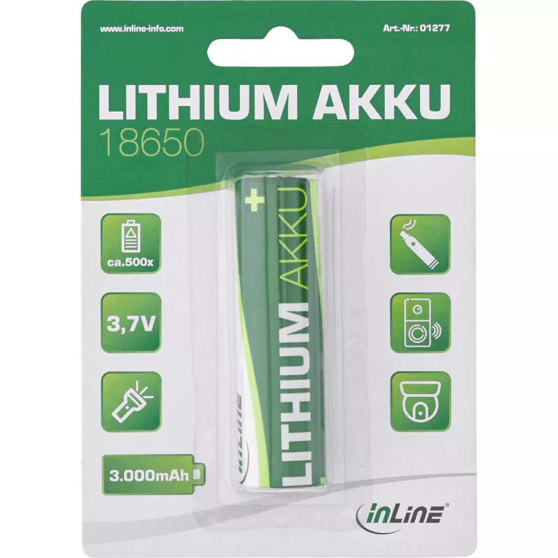 InLine ličio jonų baterija 3000mAh 18650 3,7V įkraunama