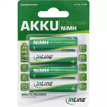 InLine įkraunama NiMH baterija, Mignon (AA), 2350mAh, paruošta naudojimui