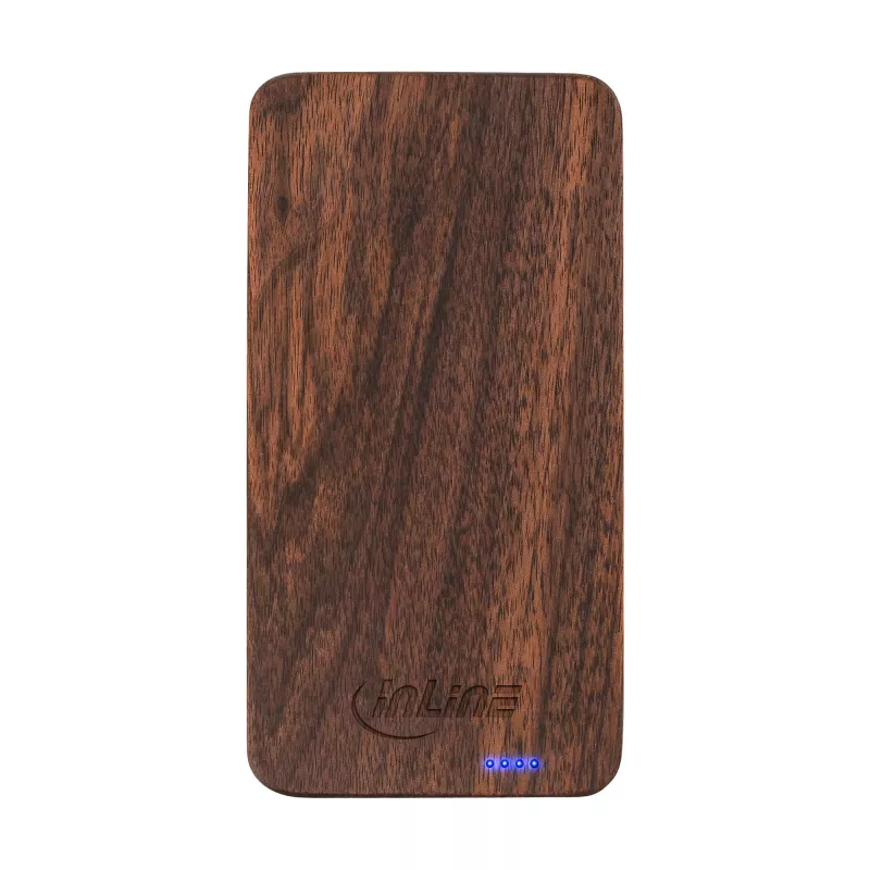 InLine woodplate USB PowerBank 5000 mAh su LED, riešutmedžio mediena