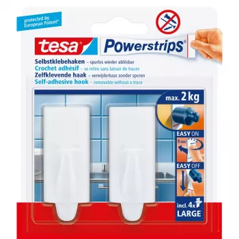 Universalūs kabliukai Tesa Powerstrips Hooks Large TREND (2 vnt., balti)