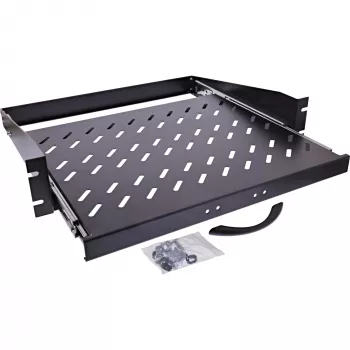 Pusė 19 inch reguliuojama lentyna InLine 19114I juodo plieno 350 mm gylio