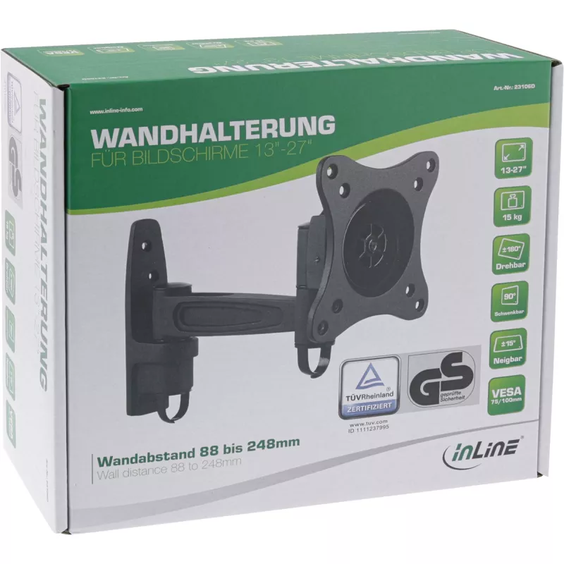 Laikiklis į sieną InLine 23106D monitoriams iki 27 colių