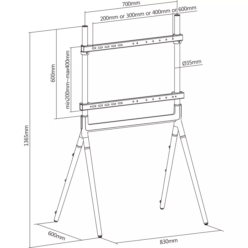 InLine Woodstand Studio medinis TV stovas, 49–70 colių (124–178 cm), iki 40 kg