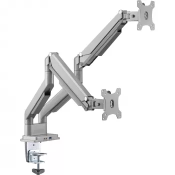 InLine stalo laikiklis su pakėlimu ir USB/Audio, 2 monitoriams iki 81 cm (32 col.) 9 kg, sidabrinis