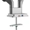 InLine stalo laikiklis su pakėlimu ir USB/Audio, 2 monitoriams iki 81 cm (32 col.) 9 kg, sidabrinis