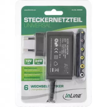 InLine Universalus maitinimo šaltinis, 12V / 24W su 6 keičiamais kištukais