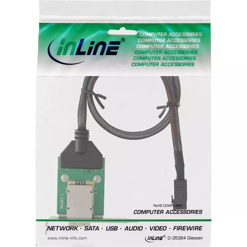 InLine SAS HD adapterio laikiklis žemo profilio, išor. SFF-8088 / vid. SFF-8643, 0,75 m