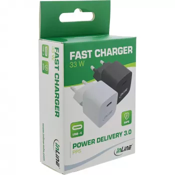 InLine USB-C įkroviklis, GaN, 33W, PD 3.0, PPS, juodas