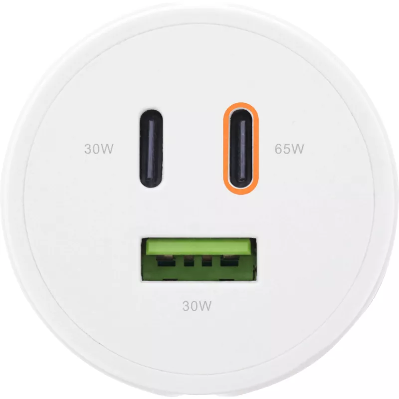 InLine USB PD maitinimo blokas, GaN įkroviklis, 3 prievadai, Dual USB-C + USB-A, 65W, baltas