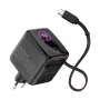 InLine USB maitinimo šaltinis, 70W, GaN, USB-C PD + USB-A QC, kabelis 60cm, juodas