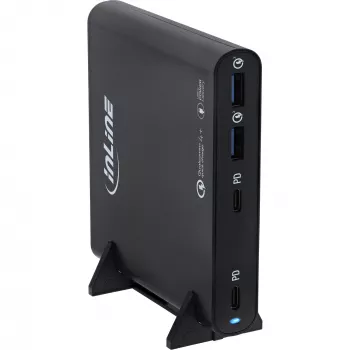 InLine USB maitinimo šaltinis, GaN įkroviklis, 4 prievadai, 2x USB-C + 2x USB-A, 120 W, baltas
