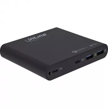 InLine USB maitinimo šaltinis, GaN įkroviklis, 4 prievadai, 2x USB-C + 2x USB-A, 120 W, baltas