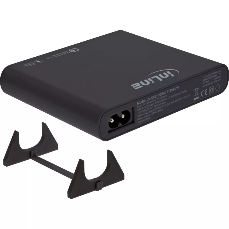 InLine GaN USB maitinimo šaltinis, 4 prievadų, 2x USB-C + 2x USB-A, 120 W, juodas (31515B)