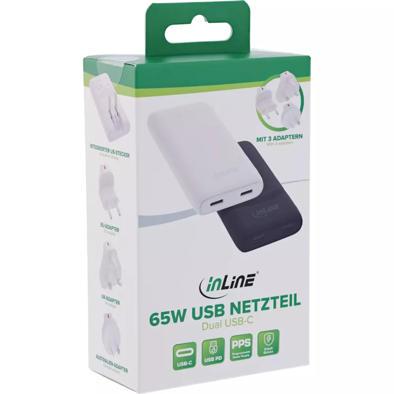 USB maitinimo adapteris InLine 31519C Dual USB-C 65W