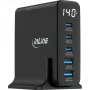 InLine USB PD maitinimo šaltinis, GaN įkroviklis, 5 prievadai, USB-C + USB-A, 140W, su ekranu