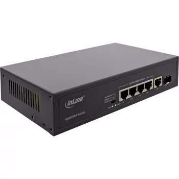 InLine nevaldomas PoE+ Gigabit tinklo jungiklis 5 prievadai 4x PoE+ 1xSFP 1Gb/s stalinis