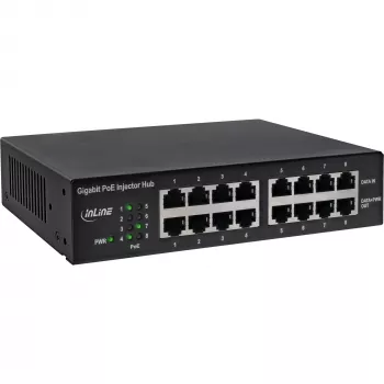 InLine PoE+ Gigabit tinklo maitinimo injektorių šakotuvas 8 prievadai (8x PoE+), 1Gb/s, 19 colių 1U