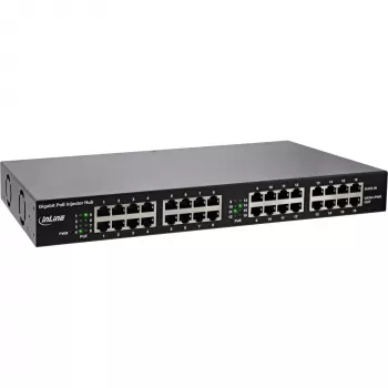 InLine PoE+ Gigabit Injector Hub 16 prievadų PoE+, 19 col. 1U, su kronšteinais, 2 ventiliatoriai
