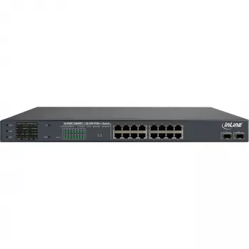 InLine PoE+ Gigabit tinklo jungiklis 24 prievadai, 1 Gb/s, 2xSFP, 19 colių 1U (su kronšteinais)