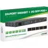 InLine PoE+ Gigabit tinklo jungiklis 24 prievadai, 1 Gb/s, 2x SFP, 19 colių 1U (su tvirtinimo kampais)