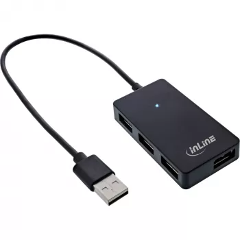 InLine USB 2.0 4 prievadų šakotuvas, A tipo kištukas į 4x A tipo lizdus, juodas, 30 cm