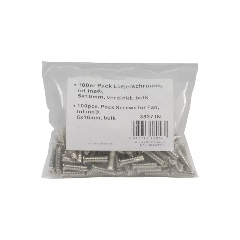 InLine varžtai ventiliatoriams 5x16 mm sidabriniai, 100 vnt. pakuotė