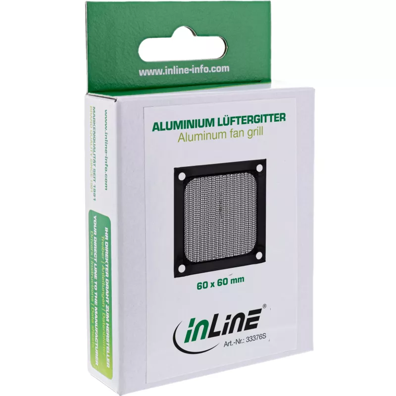 InLine aliumininis ventiliatoriaus filtras, juodas, 60x60 mm