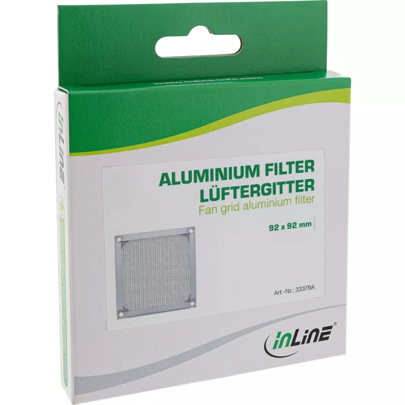 InLine apsauginis aliumininis filtras ventiliatoriui 92x92 mm 33379A