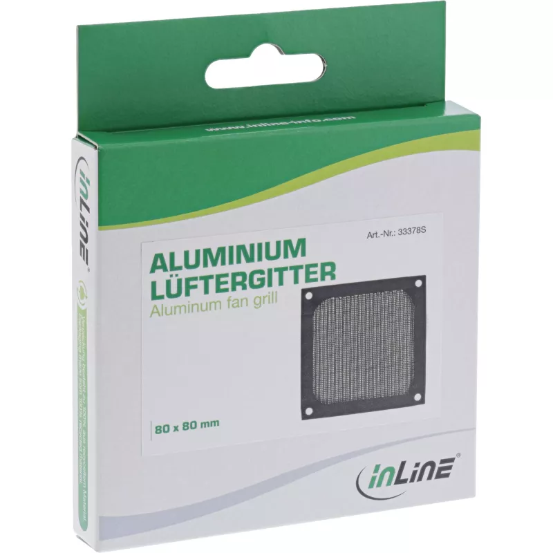 InLine ventiliatoriaus grotelės su aliuminio filtru, juodos, 92x92 mm