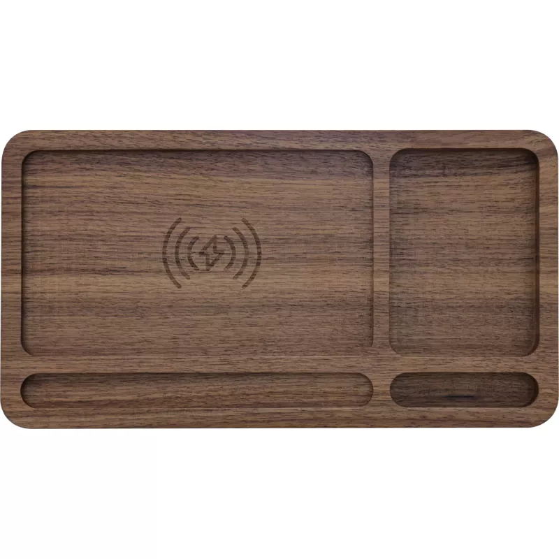 Organizatorius InLine WoodCharge su belaidžio Qi įkrovimo paviršiumi ir USB maitinimo šaltiniu