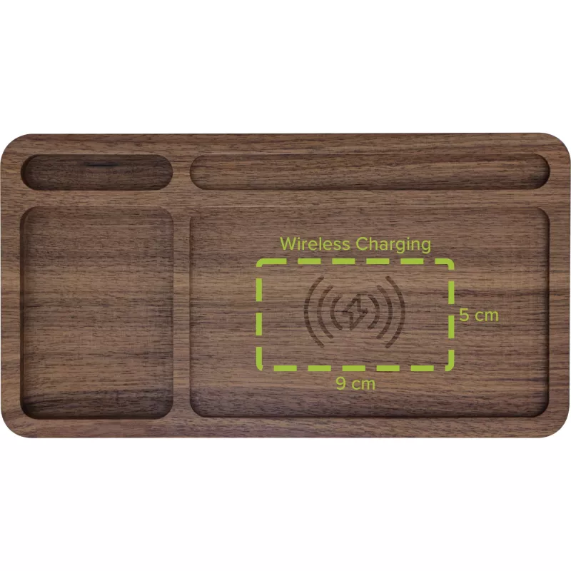 Organizatorius InLine WoodCharge su belaidžio Qi įkrovimo paviršiumi ir USB maitinimo šaltiniu