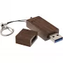InLine USB 3.0 atmintukas, riešutmedžio apdaila, su raktų pakabuku, 64 GB