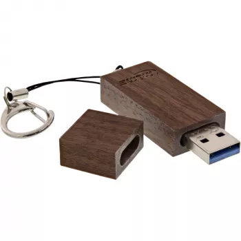 InLine USB 3.0 atmintukas, riešutmedžio apdaila, su raktų pakabuku, 128 GB