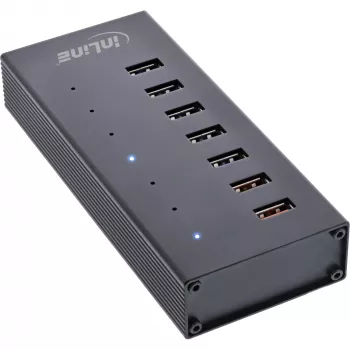 InLine USB 3.2 Gen.1 7 portų USB šakotuvas aliumininiame korpuse su 2,5 A maitinimo šaltiniu, juodas
