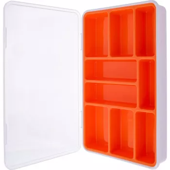 InLine Dėžutė smulkioms detalėms, 9 skyriai, 290x185x45mm, oranžinė