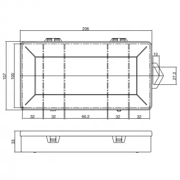 InLine® mažų detalių dėžutė, 5 skyriai, 206x107x33mm, permatoma
